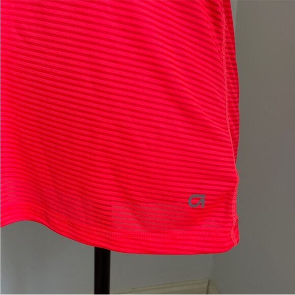 GAP Fit Racerback Tank Top XS Neon Orange Pink Striped Athleisure Running Shirt - Picture 7 of 10